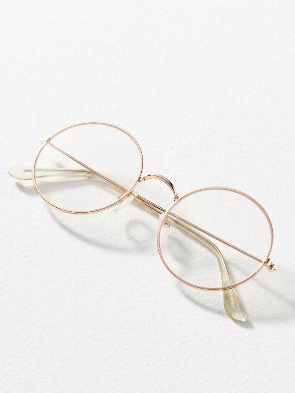 Anthropologie Gold Wire Frame Clear Lens Glasses Round Oversized